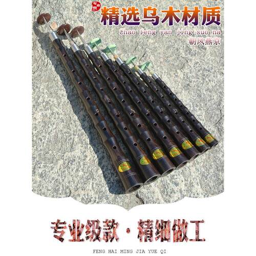 唢呐乐器专业杆子演奏级镜面堂红白喜事黑檀乌木降B/DC调大中小杆