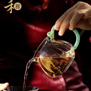禾器高档公道杯莲君茶海手工高硼硅玻璃莲花公杯和器茶具分茶器