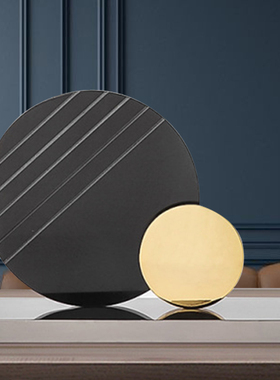 北欧轻奢创意大理石圆环几何摆A设电视柜玄关酒店会所样板房间摆