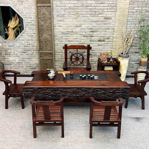 老船木茶桌椅组合实木功夫茶泡茶台几新中式会客居家办公茶具套装
