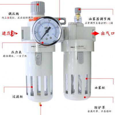 气动油水分离器BFC4000二联件过滤调减压阀BFR4000+油雾器BL4000