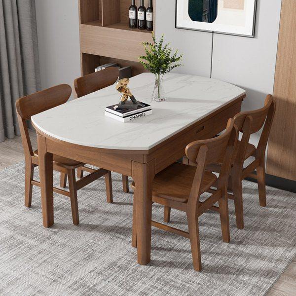 岩板餐桌家用小户型全实木折叠餐桌可变圆桌现代简约伸缩圆形饭桌,住宅家具,岩板餐桌,淘宝优惠券,粉丝福利购,淘宝优惠卷