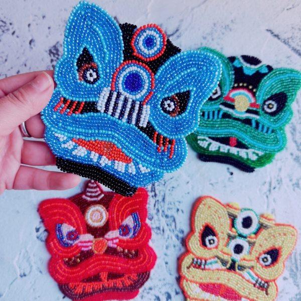 文创非遗手工刺绣珠子杯垫水杯隔热垫子醒狮子新年喜庆舞狮杯垫,餐饮具,杯垫,淘宝优惠券,粉丝福利购,淘宝优惠卷