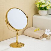 结婚公主镜铜放大移动美容镜圆形 金色双面梳妆立式 台式 化妆镜欧式