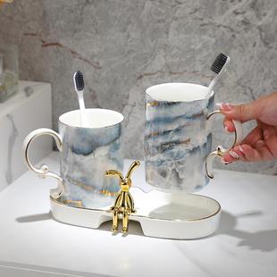 浴室用品酒店高颜值漱口杯牙刷杯子家用 五星级高档级陶瓷洗漱套装