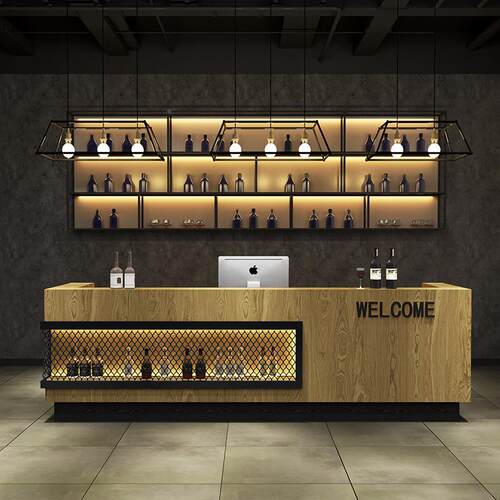火复工业风餐厅收银台烤肉待锅店前台酒吧10柜台清吧网古咖吧台接