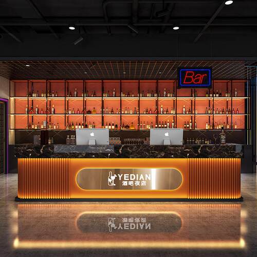 现代酒吧台球吧身台餐饭店收银台酒店KT/V厅会所健房厅前台接待台