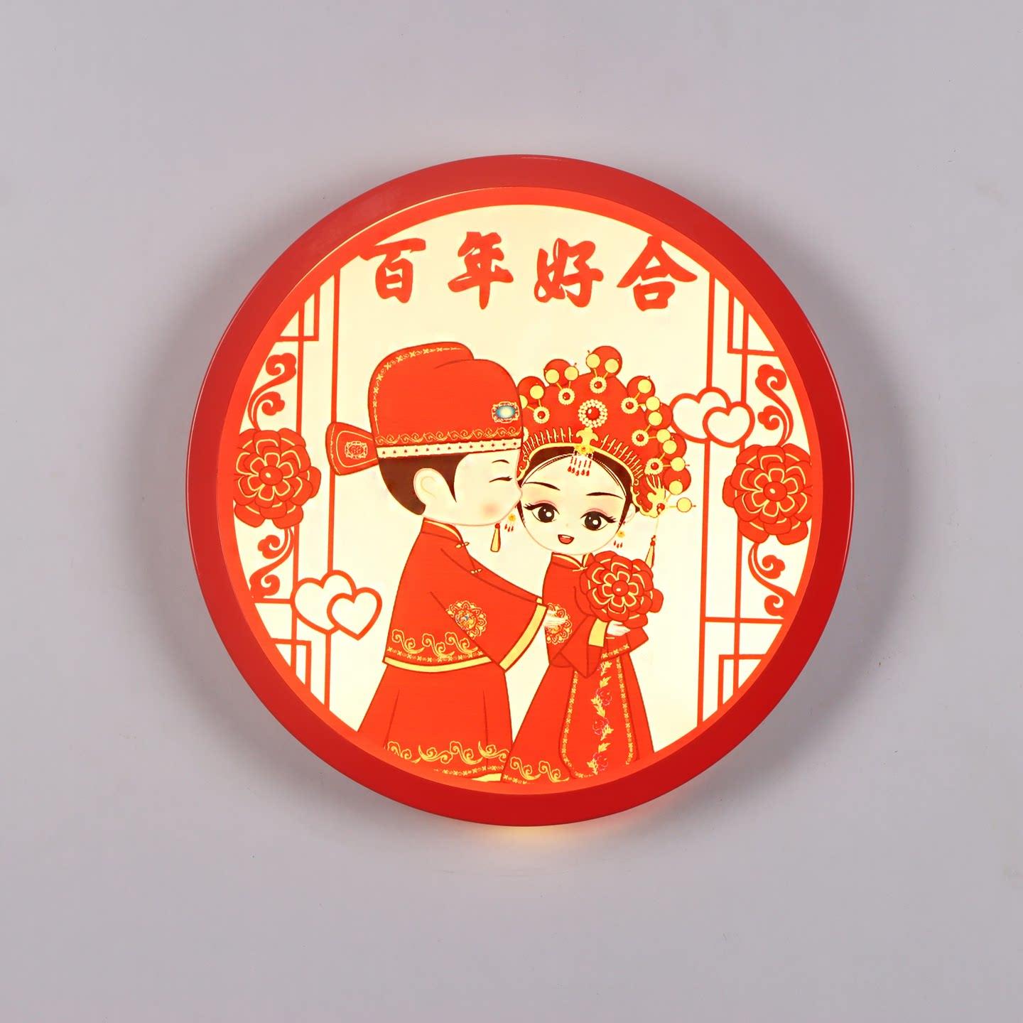 婚房布置卧室床头客厅沙发背景墙楼梯装饰结婚创意智能语音壁画灯