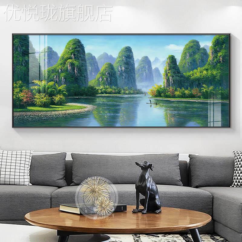网红头桂林水风景画现代简约客厅沙发背景墙装饰挂山画卧室床晶瓷