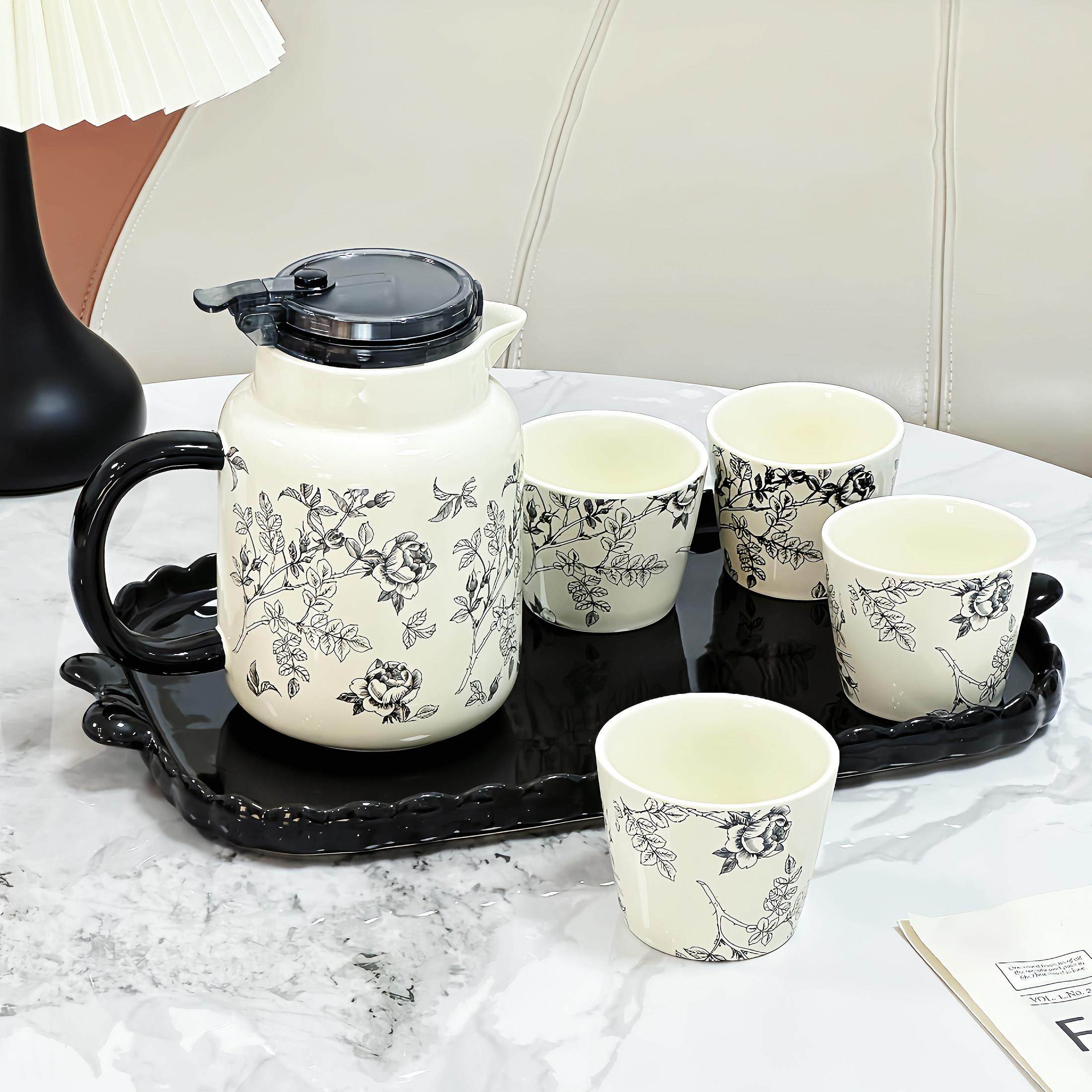 覆古轻奢风水具套装家用待客创意陶瓷带滤网冷水壶茶壶茶杯组合装,餐饮具,水具套装,淘宝优惠券,粉丝福利购,淘宝优惠卷