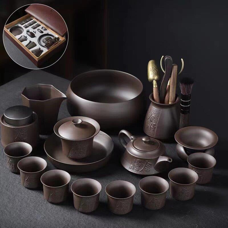 原矿紫砂茶具套装高端茶壶盖碗茶杯陶瓷家用客厅功夫轻奢礼品整套