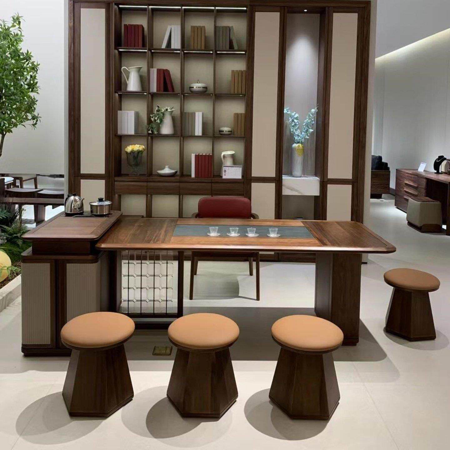 新中式北美黑胡桃木茶桌椅组合现代简约家用客厅功夫泡茶台办公室,住宅家具,家用茶台/茶桌,淘宝优惠券,粉丝福利购,淘宝优惠卷