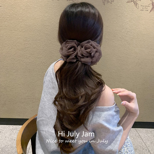 初秋氛围感~ 超气质云雾玫瑰花香蕉夹横夹女绝美后脑勺盘发扭扭夹