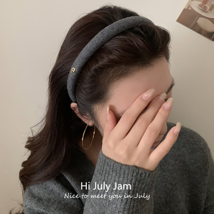 韩国高端金标细款 秋冬猪鼻子日常外戴高颅顶压发卡 发箍女2025新款