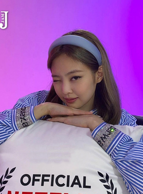 jennie同款克莱因蓝色发箍高颅顶复古宽边海绵头箍女冬季洗脸发卡