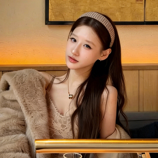 韩系咖色发箍女2026新款 高级感秋冬日常外戴高颅顶宽边压发卡头饰