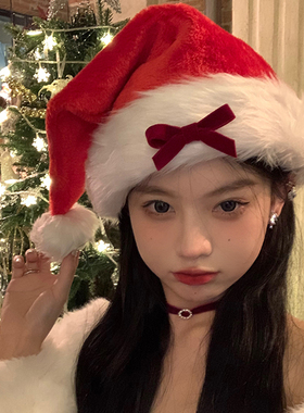 圣诞节红色蝴蝶结帽子头饰小红帽cos表演道具派对2025年新款头饰