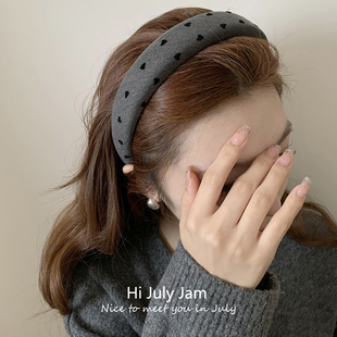 经典 韩系百搭宽边头箍高颅顶洗脸压发发卡 格雷灰色波点爱心发箍