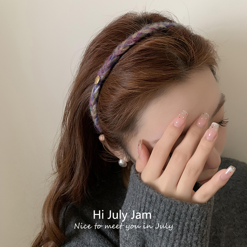 法式复古金标毛绒细边发箍秋冬新款外出百搭高级感发卡显脸小头箍