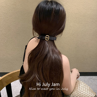 韩国发饰2025秋冬新款 气质高级感头饰女发夹 黑色蝴蝶结香蕉夹法式