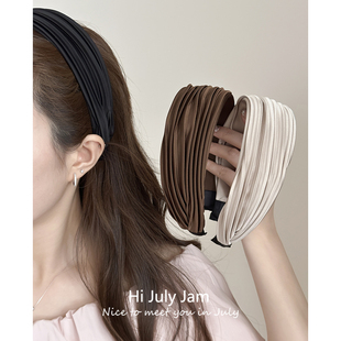 韩系简约宽边褶皱发卡发箍女2025新款 复古洗脸头箍发饰 高级感法式