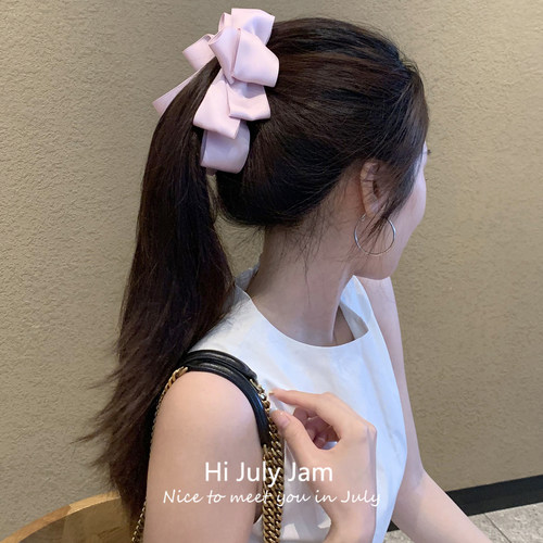 韩粉色蝴蝶结Jennie同款香蕉夹竖夹高马尾夹女大号发量多头饰发饰