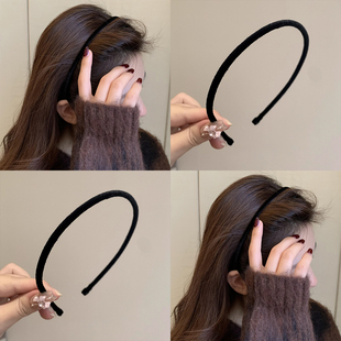 韩国进口极细0.5cm不勒头丝绒发箍女2025新款 秋冬高颅顶洗脸发卡