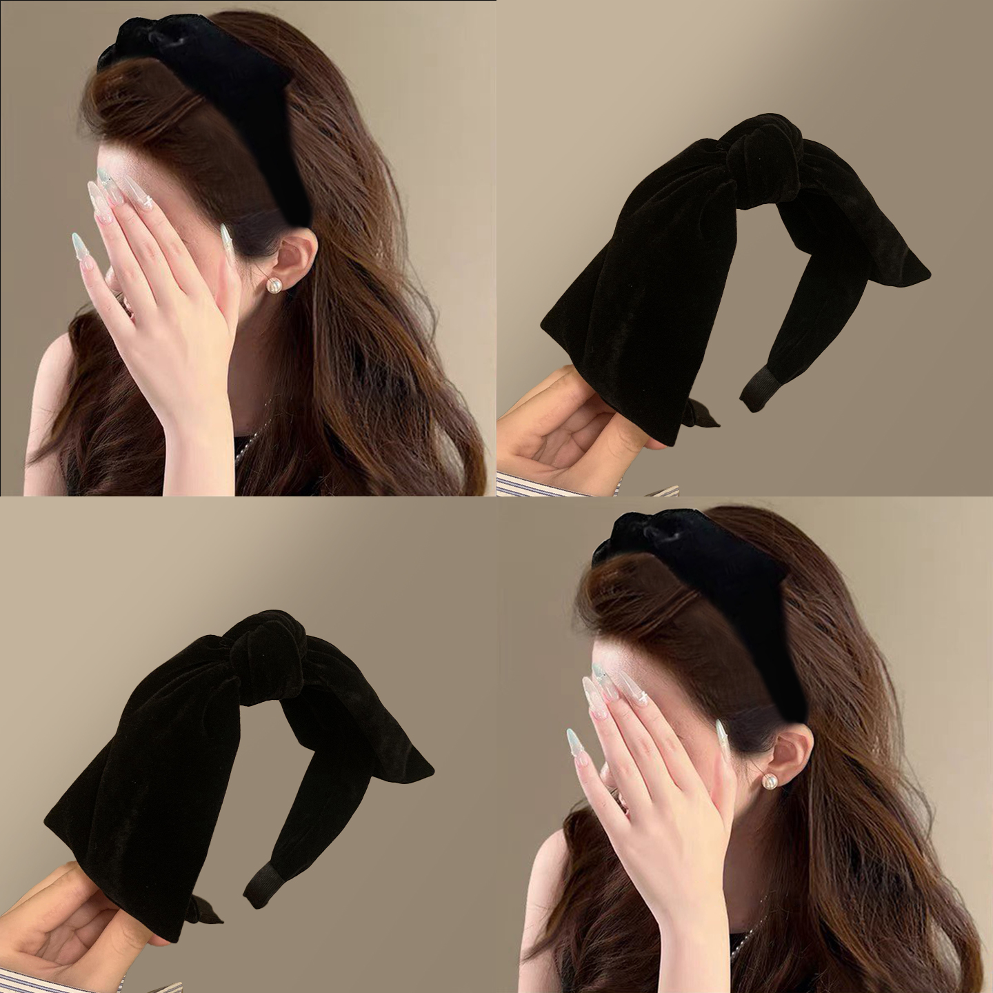 复古黑色丝绒蝴蝶结发箍发卡2025韩国东大门新款高颅顶显脸小头箍