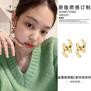 金智妮同款双C耳钉女S925银针