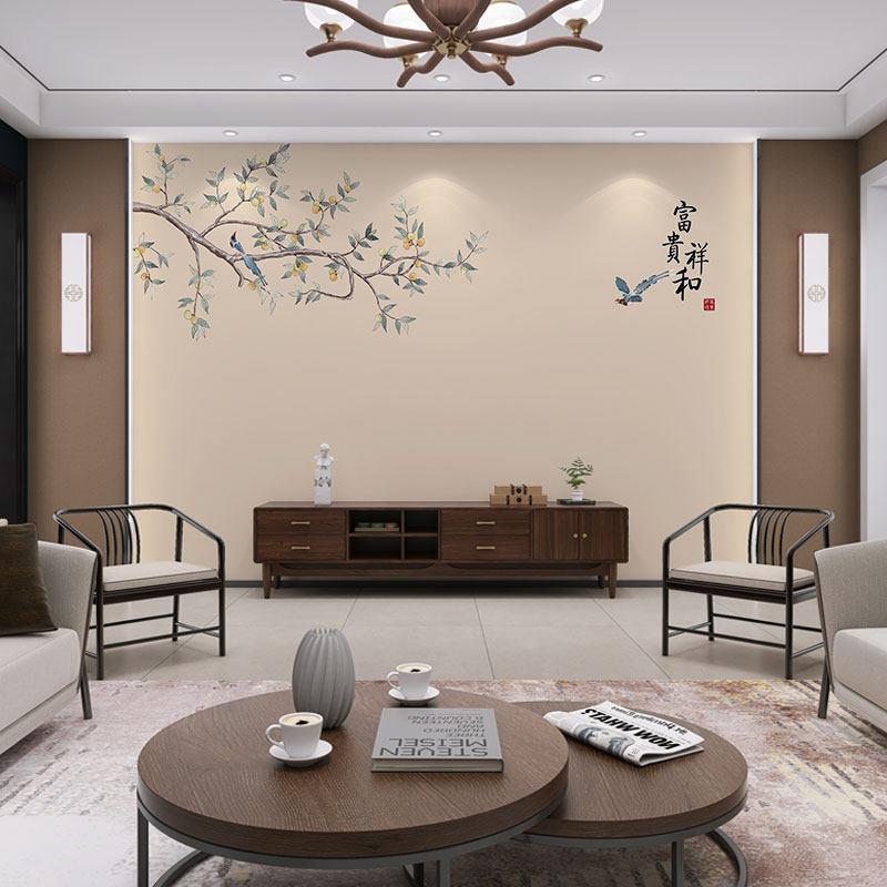 新中式花鸟防撞金刚板3D立体电视背景墙碳晶板客厅沙发茶室护墙板