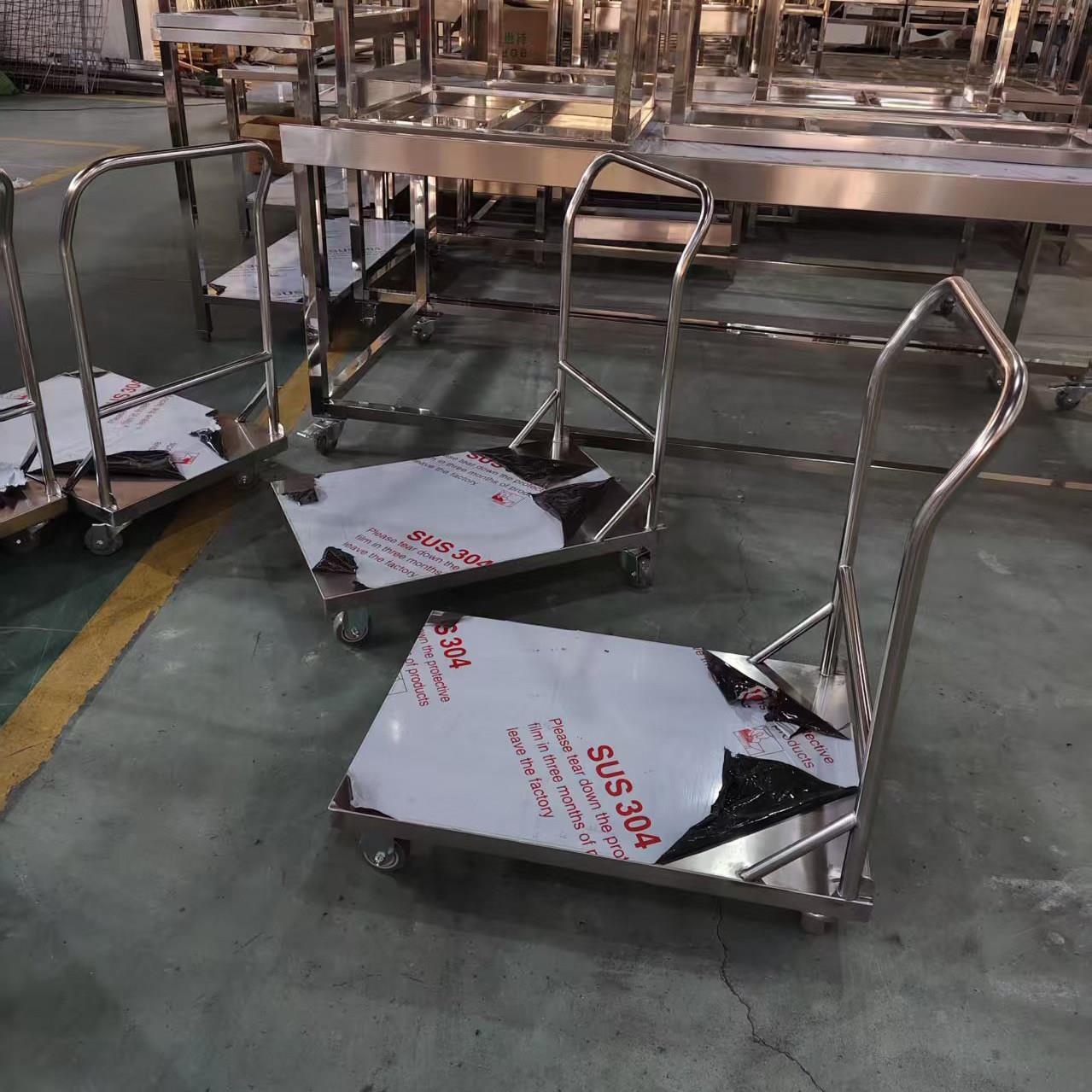 定做不锈钢平板推车工厂小推车运货车餐饮车拉货承重车可定做