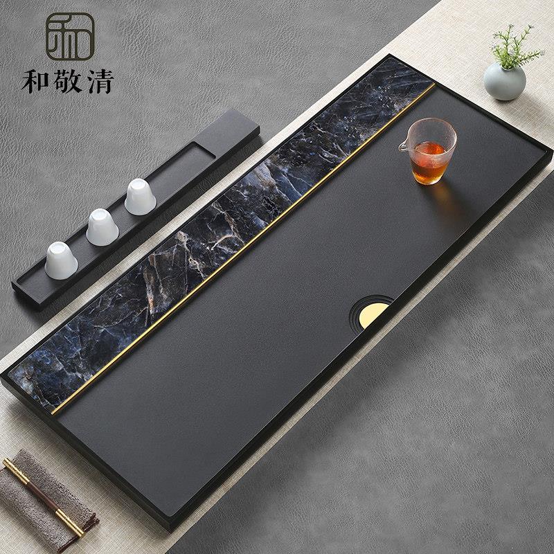 天然乌金石茶盘轻奢现代高级感岩板茶台石头茶具托盘2026新款家用