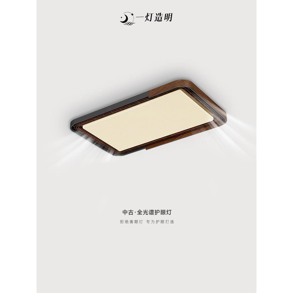 无叶扇灯意大利中世纪Wabi-Sabi风格客厅灯极简胡桃色护眼卧室房