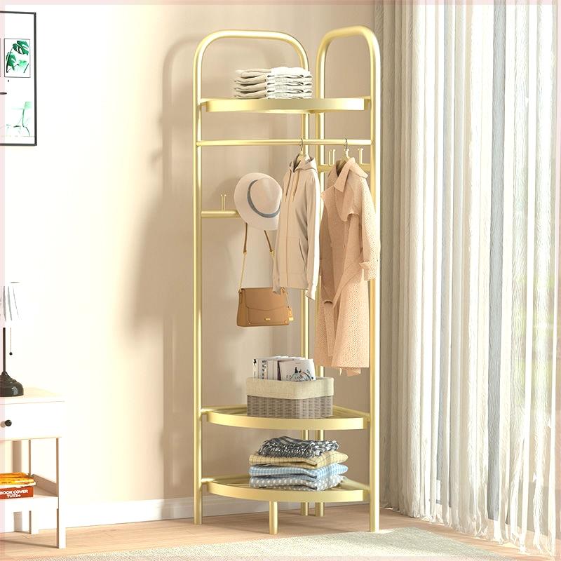 转角衣帽架不锈钢转角衣帽架家用衣架落地卧室轻奢床头收纳衣服置