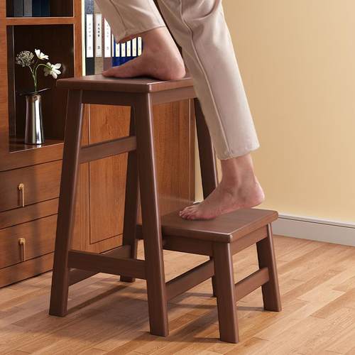 厨房梯凳梯子凳子两用实木家用登高凳多功能可折叠两步梯台阶凳吧