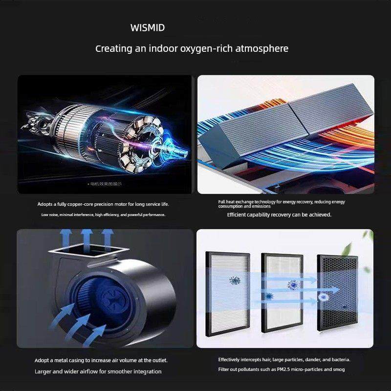 全热交换器商用双向流新风排风一体机2000风量静音风机养殖场换气