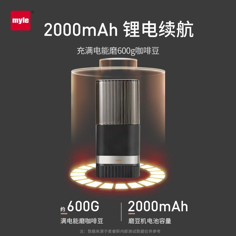 麦睿斯myle电动磨豆机家用小型研磨器咖啡机便携无线咖啡豆研磨机