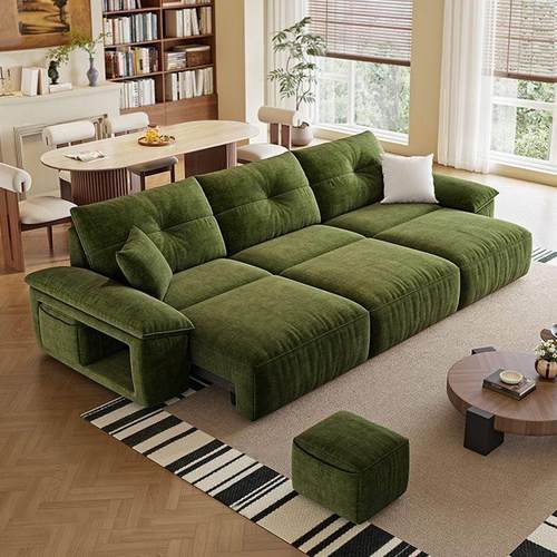 顾菲覆古雪尼尔绒布艺沙发电动多功能沙发现代客厅两用伸缩沙发床