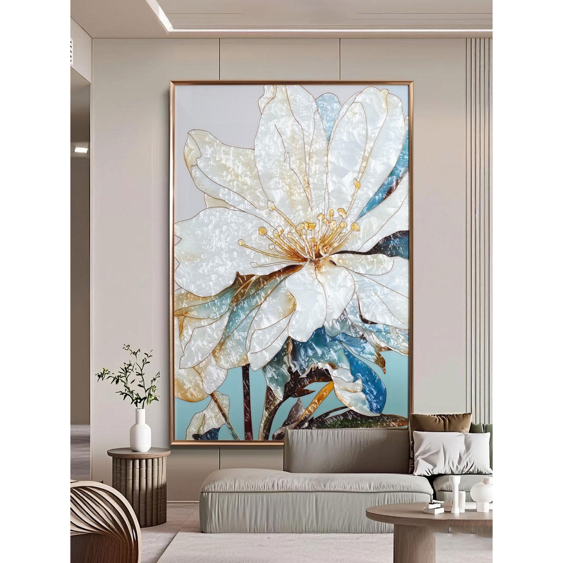高端珐琅彩挂画客厅沙发背景墙装饰画2025新款玄关画花卉餐厅壁画