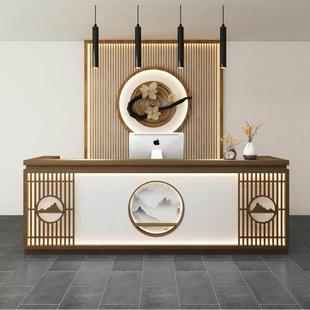 吧台新中式收银台茶楼前台店铺小型店铺实木柜台饭店前台桌接待台