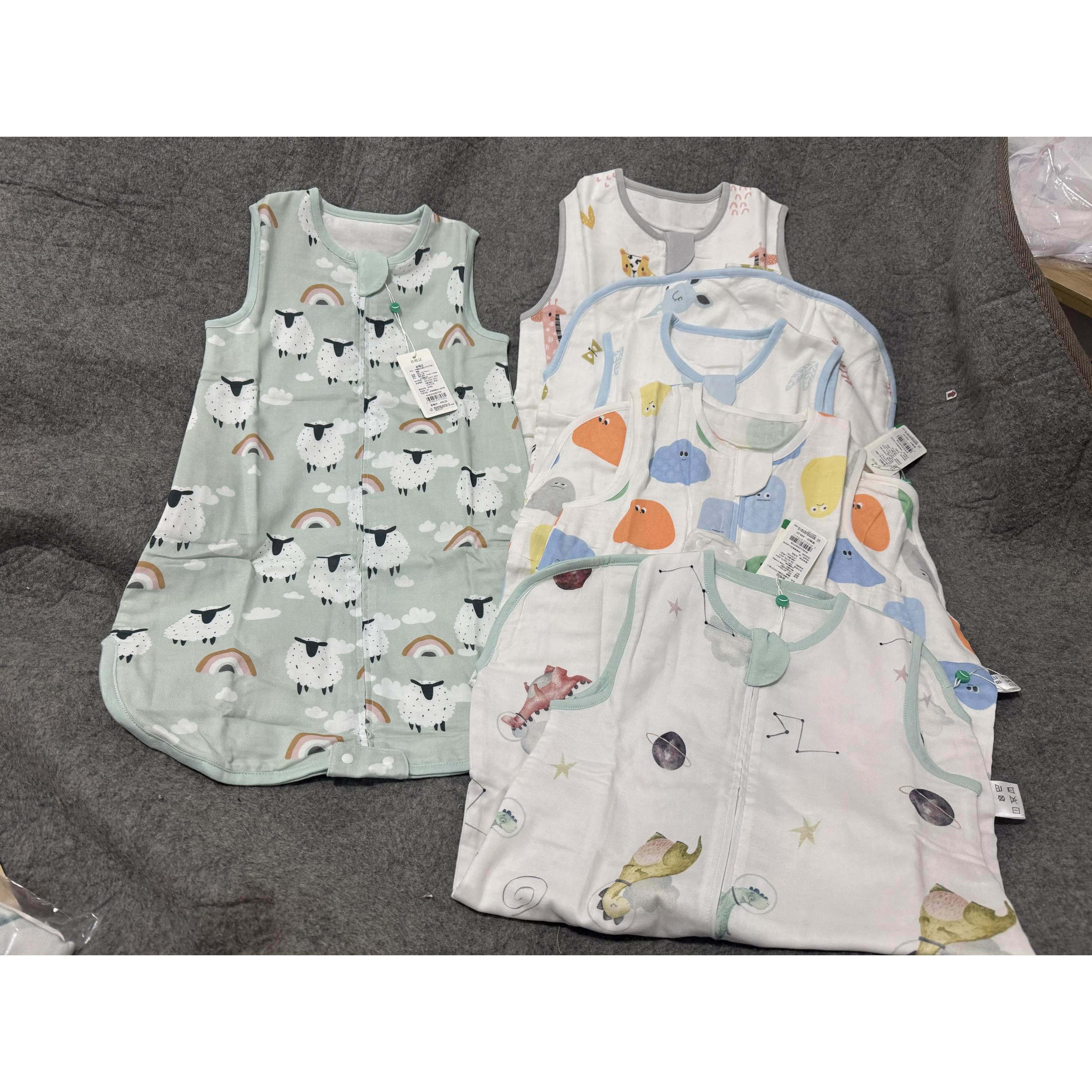 夏季宝宝中间对开竹棉纱布睡袋马甲款两用露脚背心睡袋护肚防踢被