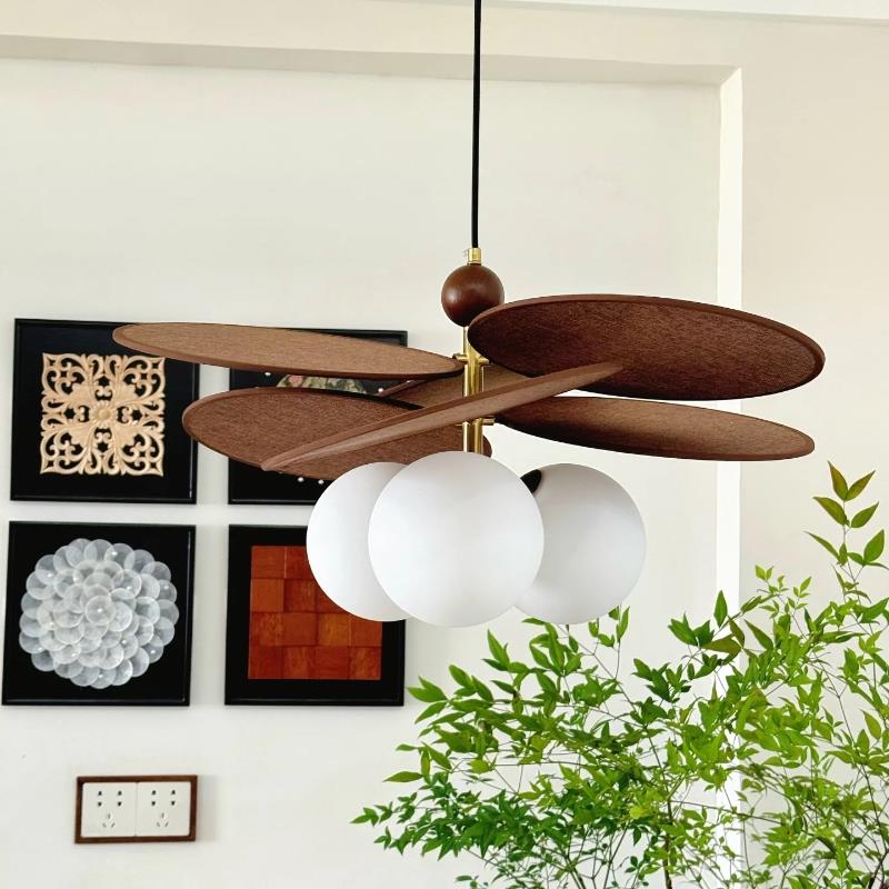 魔豆吊灯卧室灯法式覆古中古书房灯日式侘寂饭厅实木宋式美学灯具