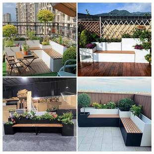 阳台不锈钢座椅花箱组合坐凳户外庭院商业街隔断铁艺卡座花槽花池