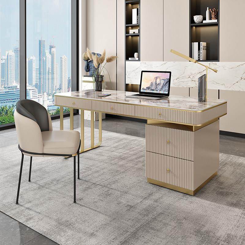 书桌轻奢现代简约高端医美办公桌家用台式电脑桌意式极简书房桌椅