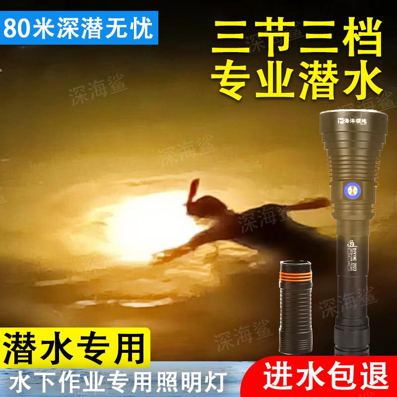 海洋领地p70.2二代专业潜水手电筒水下照明灯夜潜赶海潜水装备
