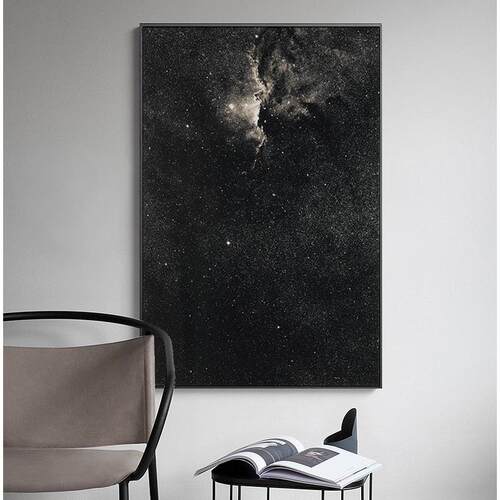 星空 黑白北欧极简摄影 客厅玄关现代家居装饰画落地画挂画无框画