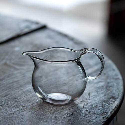 纯手工玻璃公道杯高硼硅耐热分茶器具高档可加热带把手柄匀杯茶海