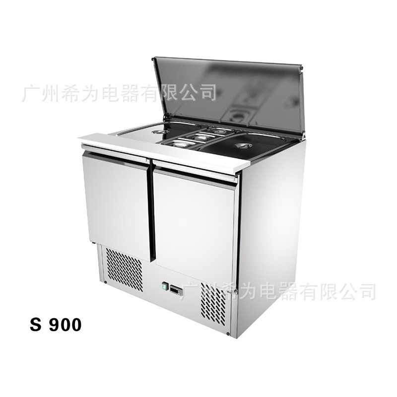 萨拉台商用直冷不锈钢盖份数盘蔬菜水果披萨沙拉冷藏展示柜工作台