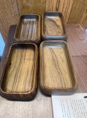 缅甸柚木方钵果盘家用实木托盘创意胡桃甜点干果盘方形可堆叠水果