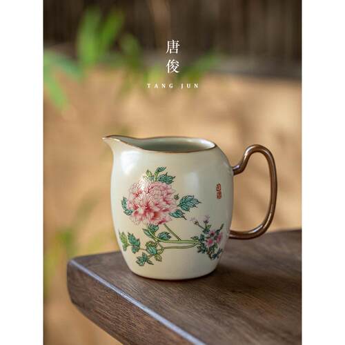 汝窑墟杯茶排一体茶隔断高端公杯高值陶瓷茶海茶道连杯开口件